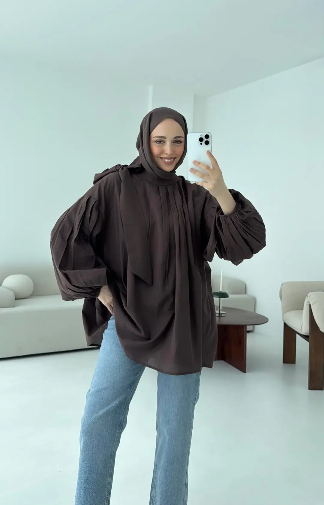 Detaylı Pens Gömlek Kahve - Görsel 4