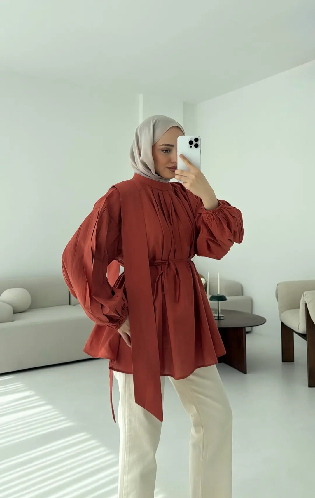 Detaylı Pens Gömlek Kiremit