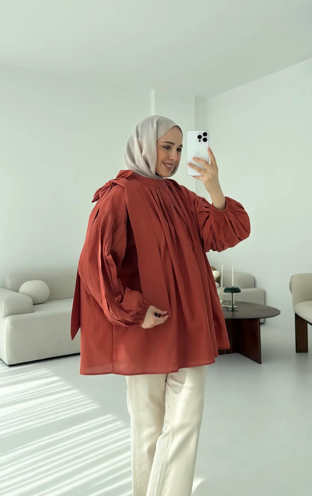 Detaylı Pens Gömlek Kiremit - Görsel 10