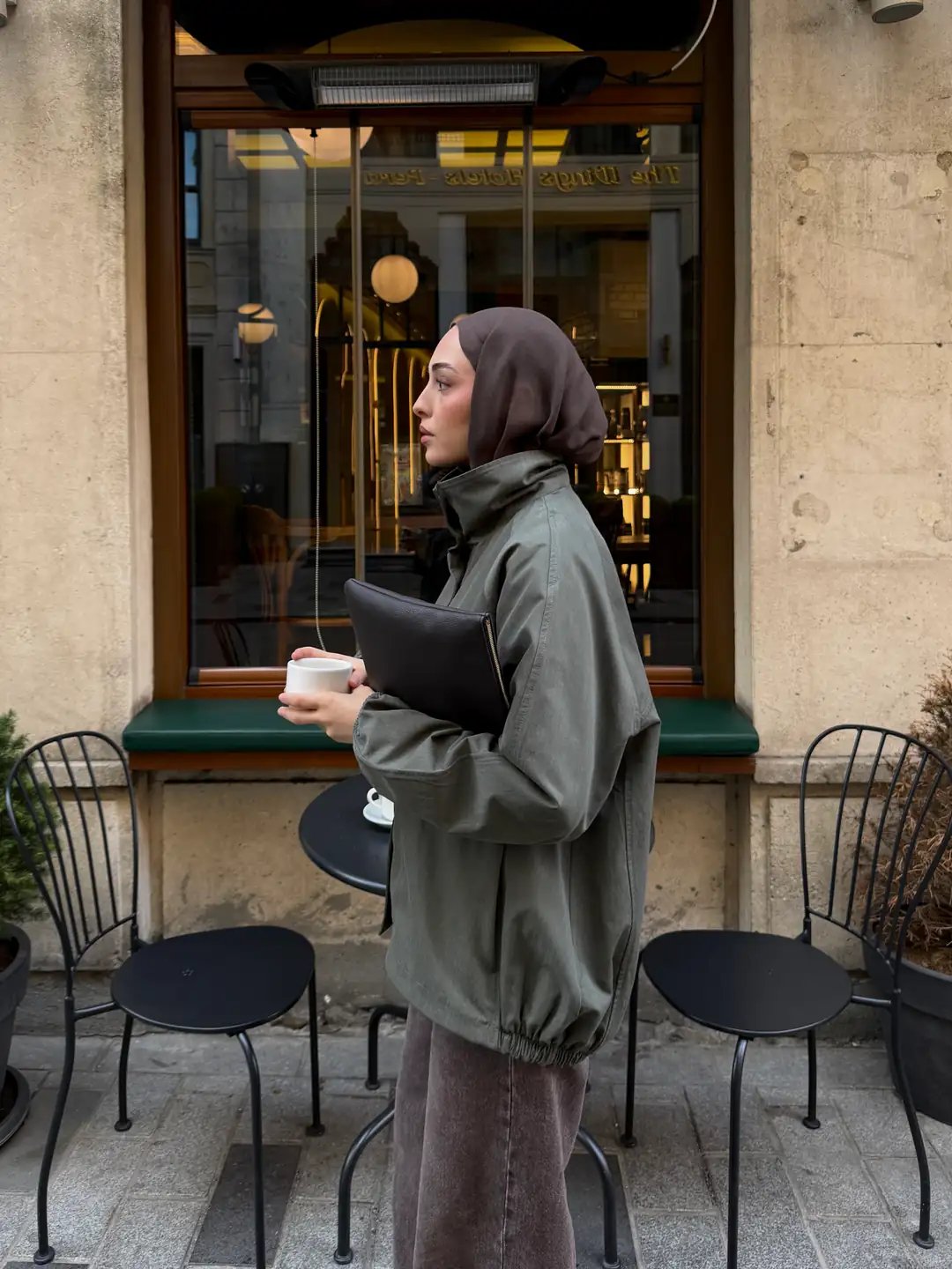 Dik Yaka Bomber Trençkot Haki