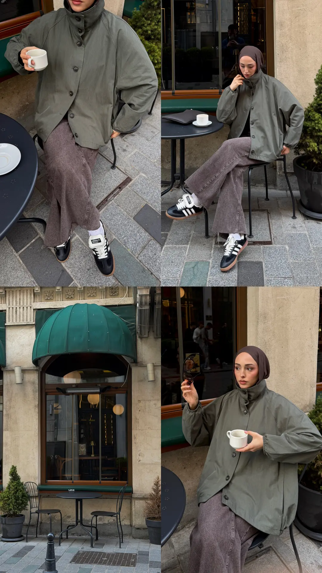 Dik Yaka Bomber Trençkot Haki - Görsel 3