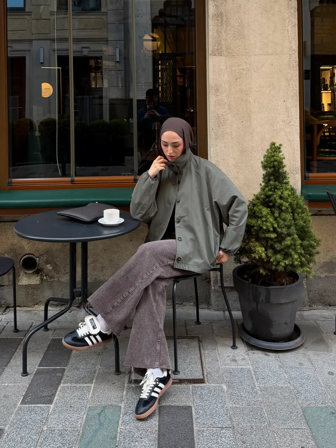 Dik Yaka Bomber Trençkot Haki - Görsel 6