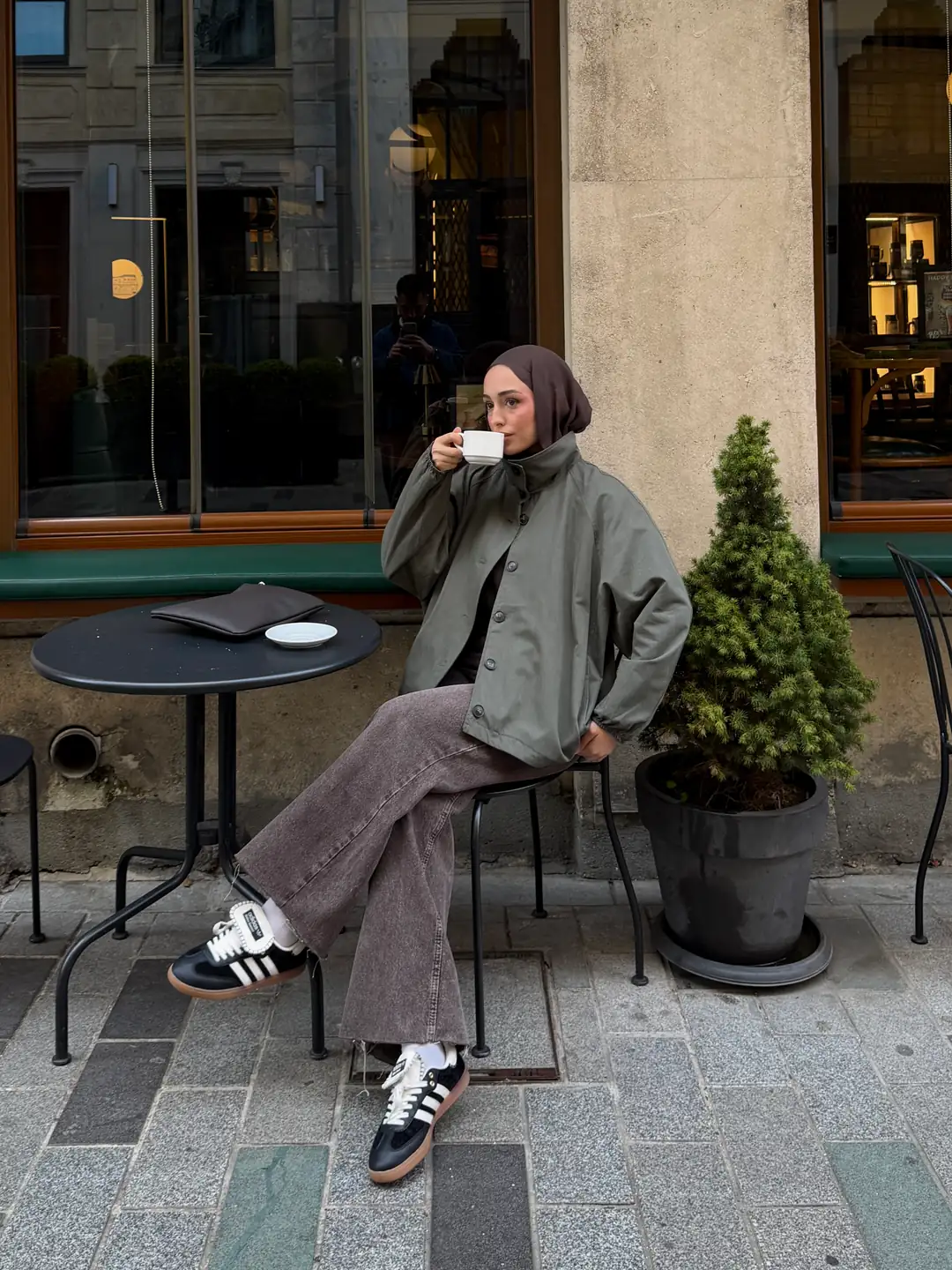 Dik Yaka Bomber Trençkot Haki - Görsel 9