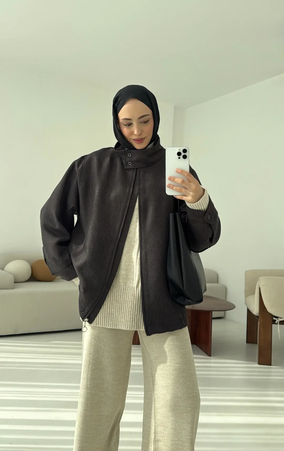 Dik Yaka Ceket Antrasit - Görsel 2