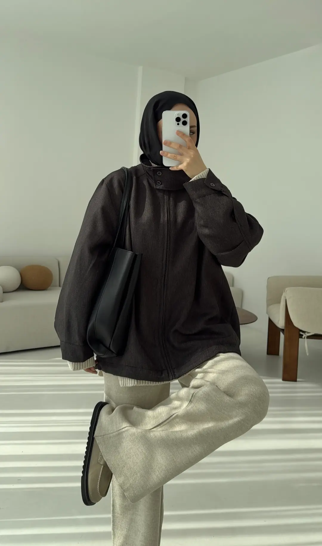 Dik Yaka Ceket Antrasit - Görsel 4