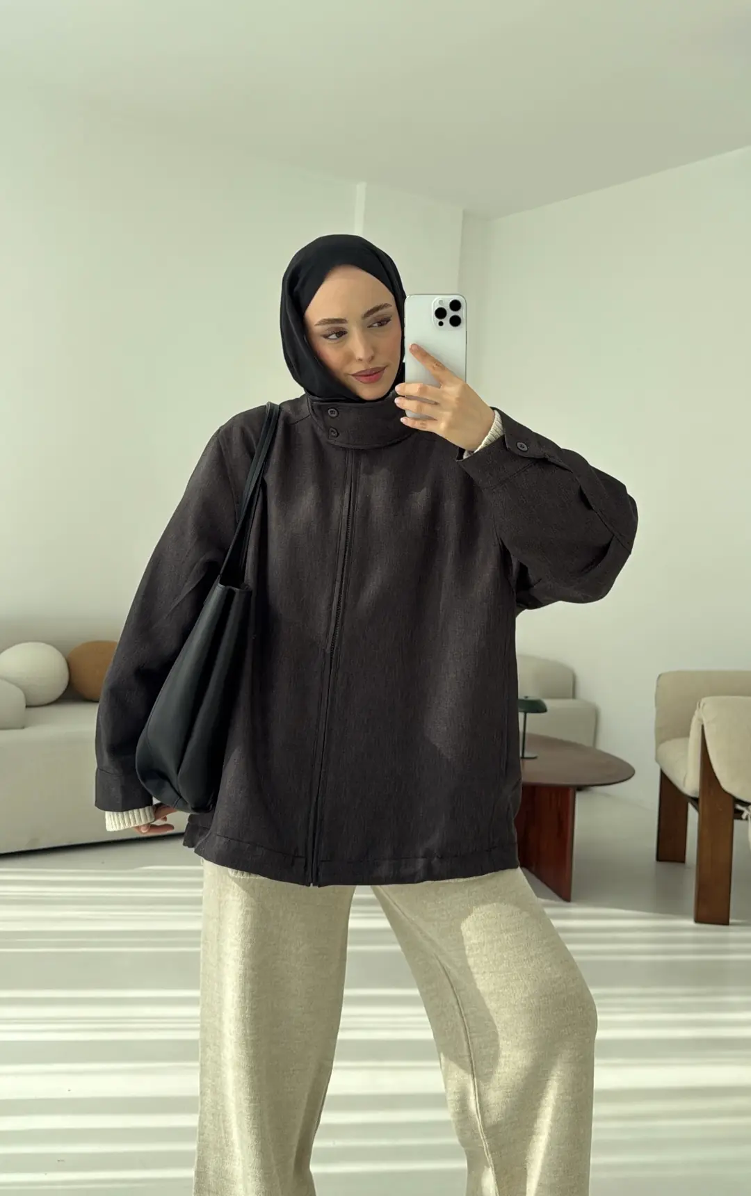 Dik Yaka Ceket Antrasit - Görsel 5