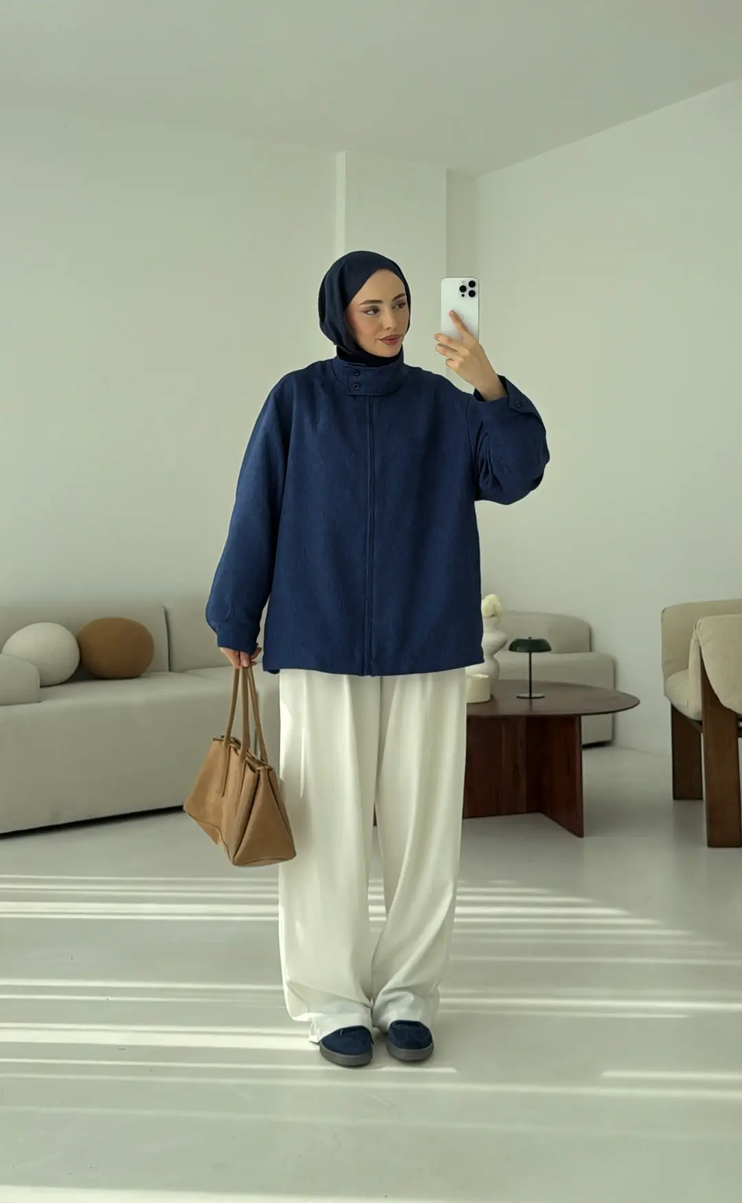 Dik Yaka Ceket Lacivert - Görsel 4