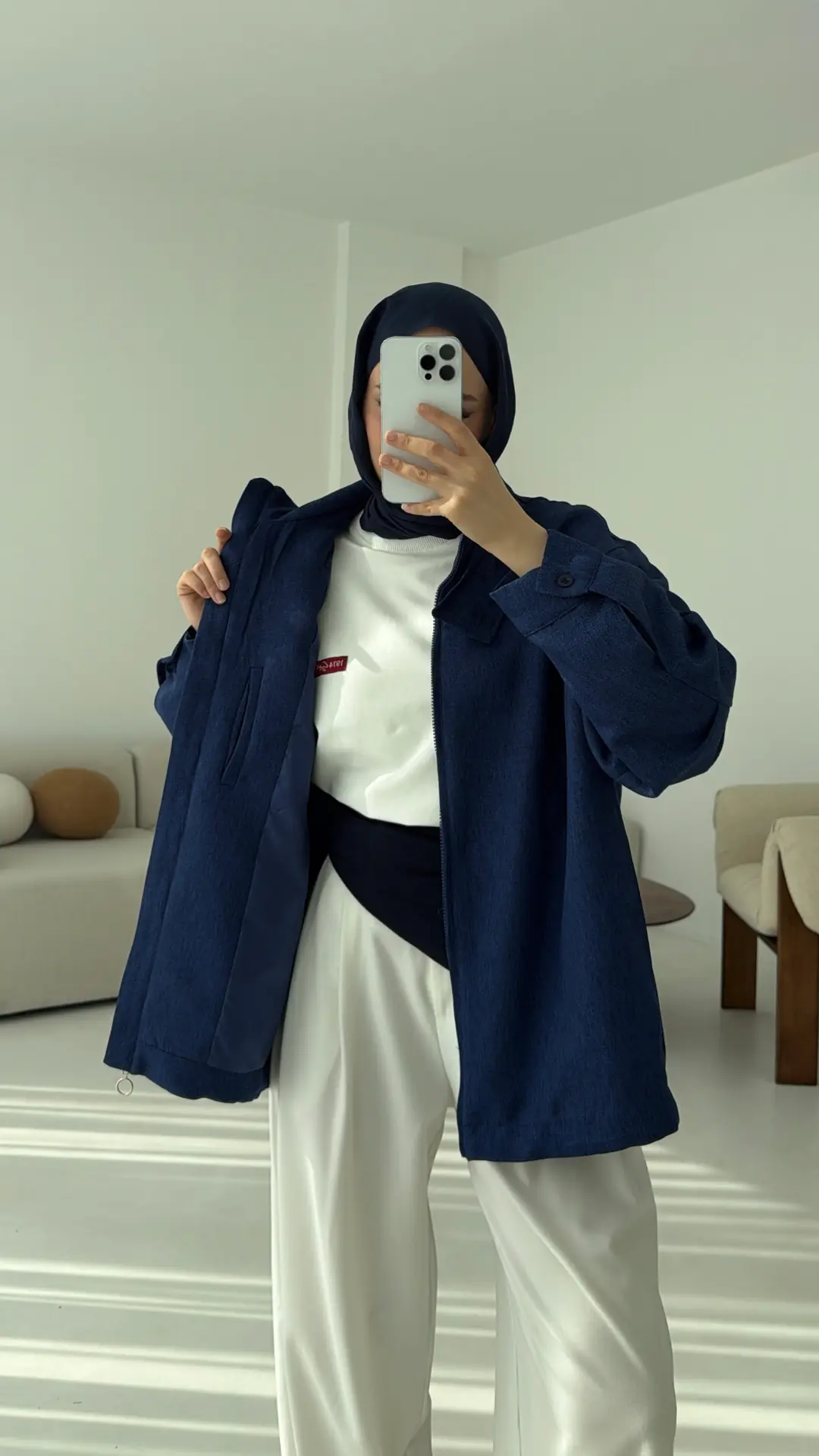 Dik Yaka Ceket Lacivert - Görsel 5