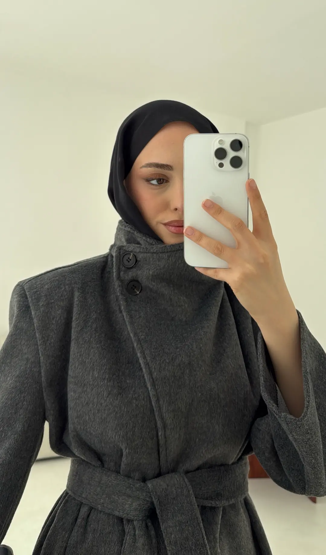 Dik Yaka Kaşe Kaban Antrasit - Görsel 6