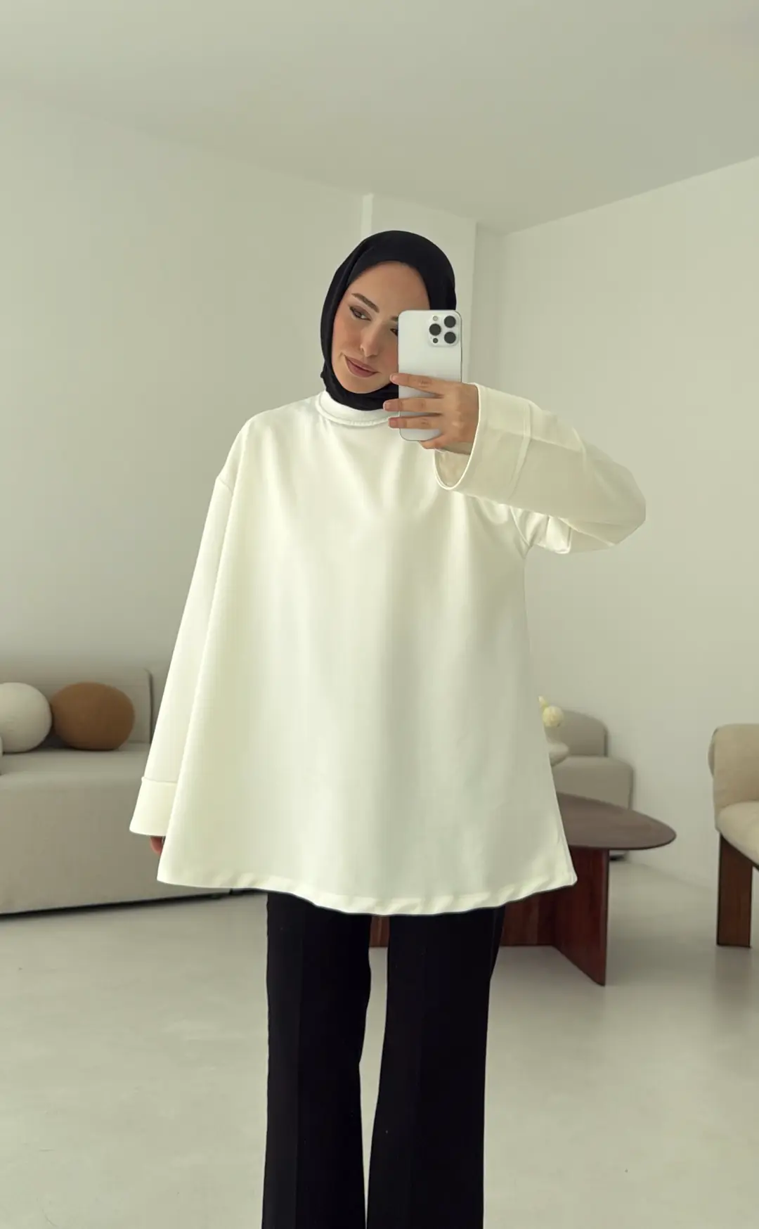 Dikiş Detay Basic Sweat Ekru - Görsel 4