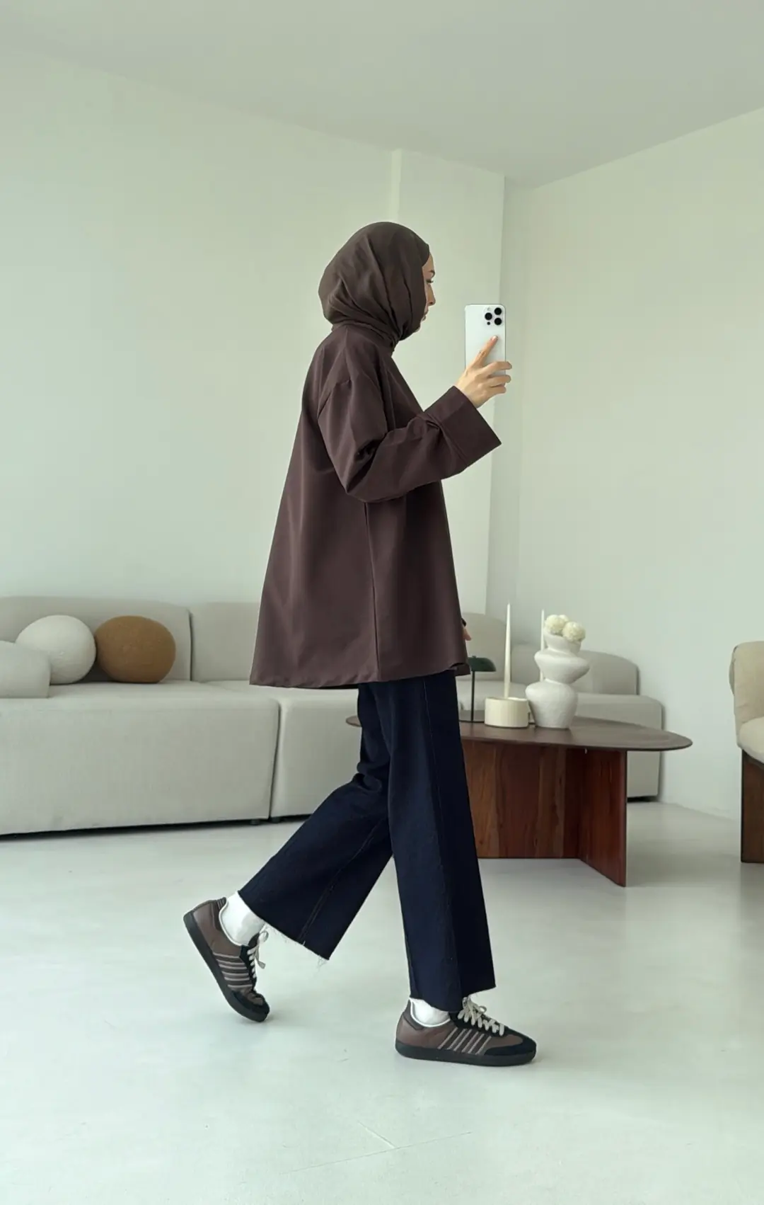 Dikiş Detay Basic Sweat Kahve - Görsel 2