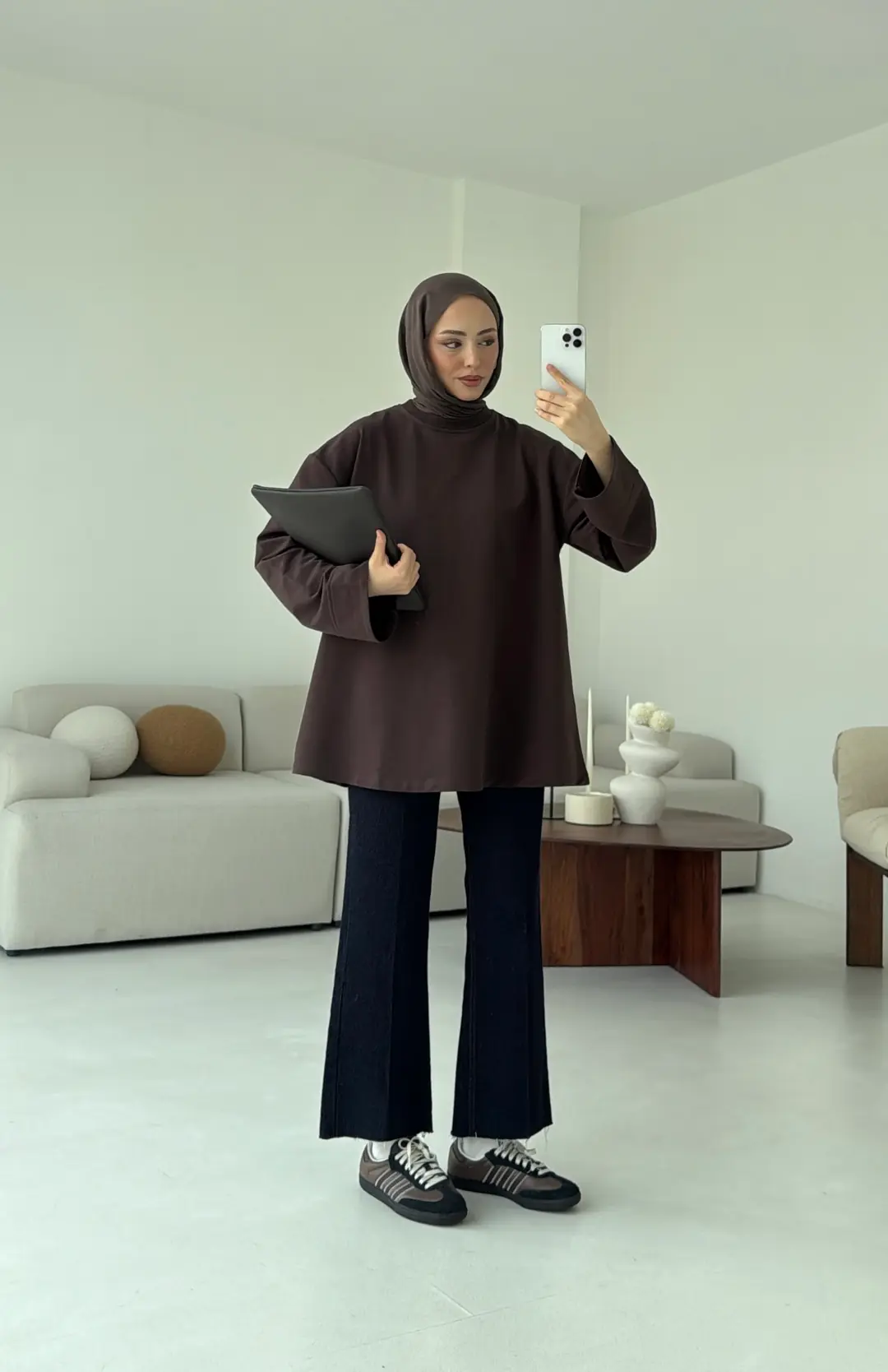 Dikiş Detay Basic Sweat Kahve - Görsel 9