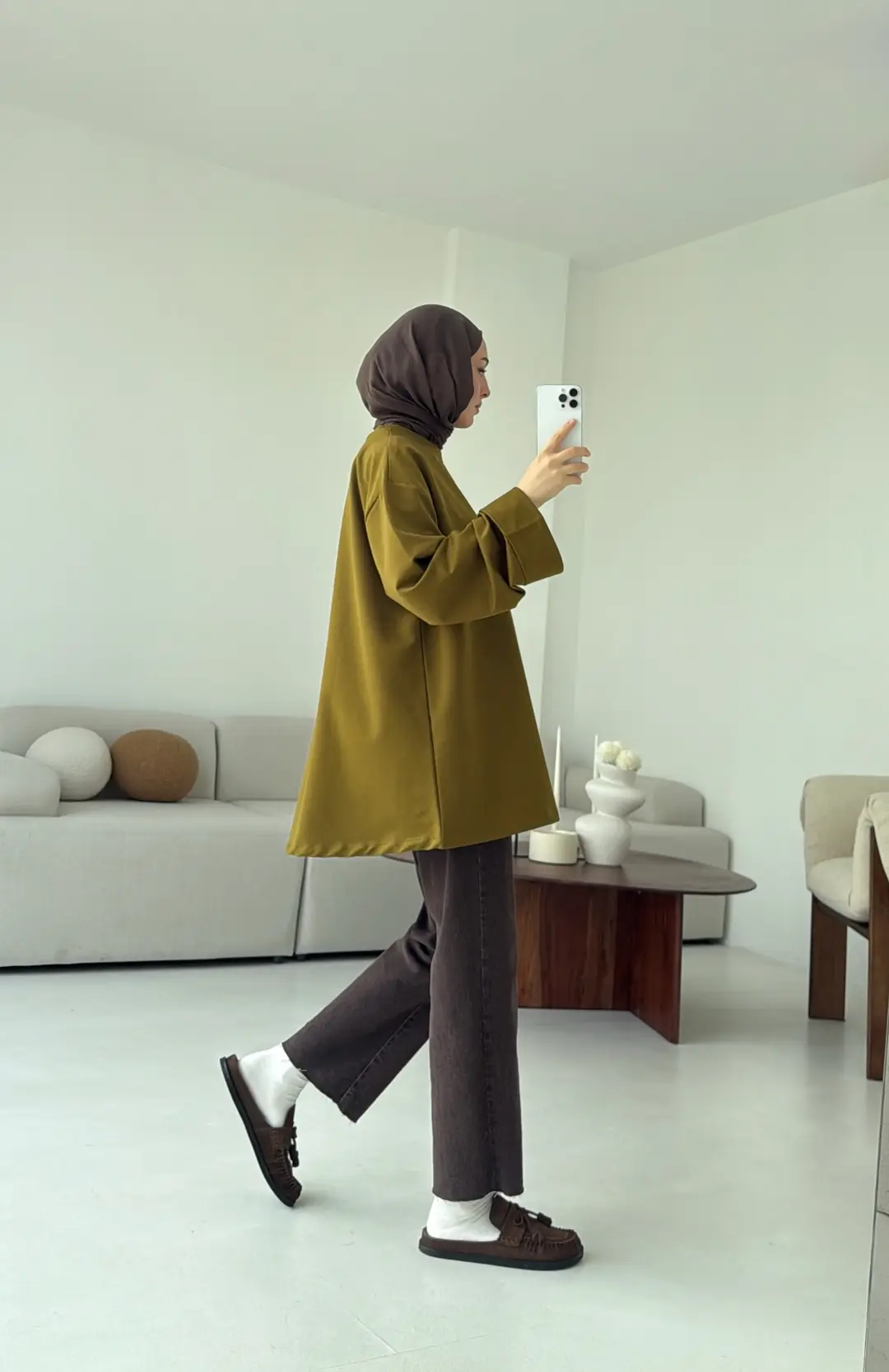 Dikiş Detay Basic Sweat Olive - Görsel 2