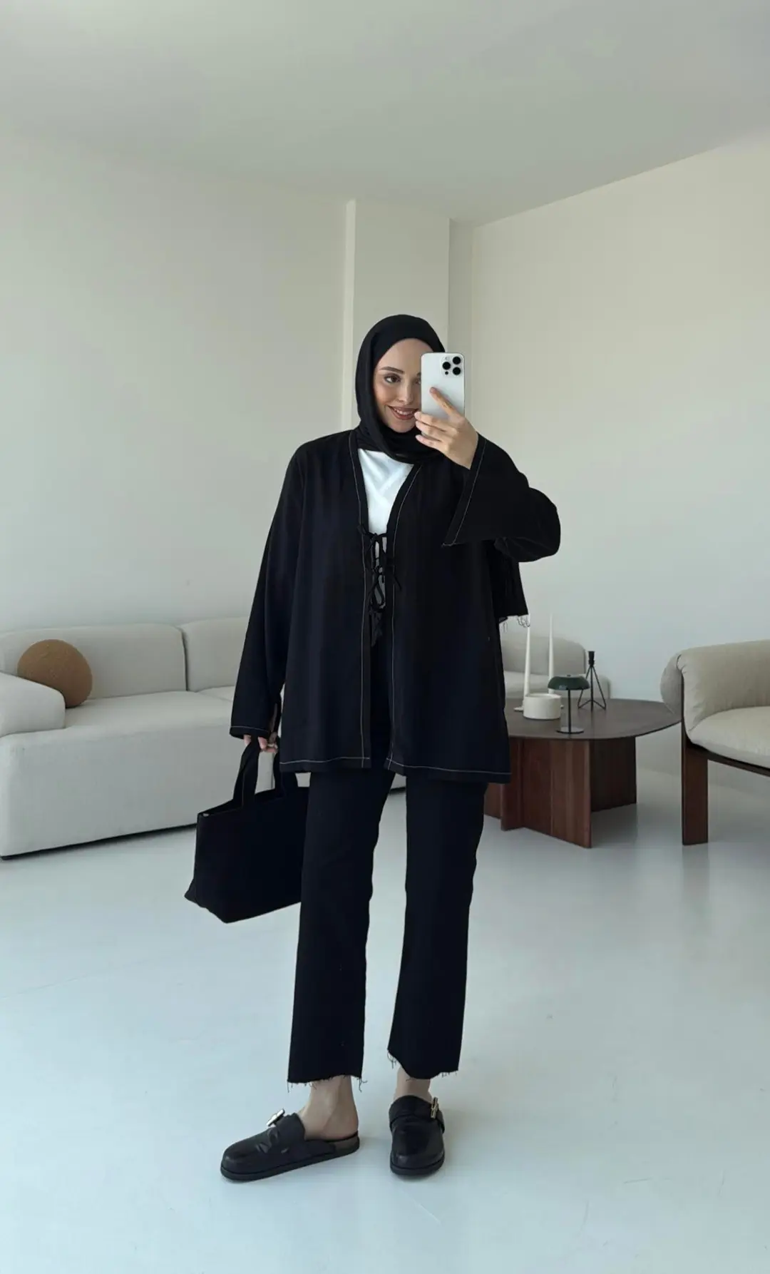 Dikiş Detaylı Kimono Siyah