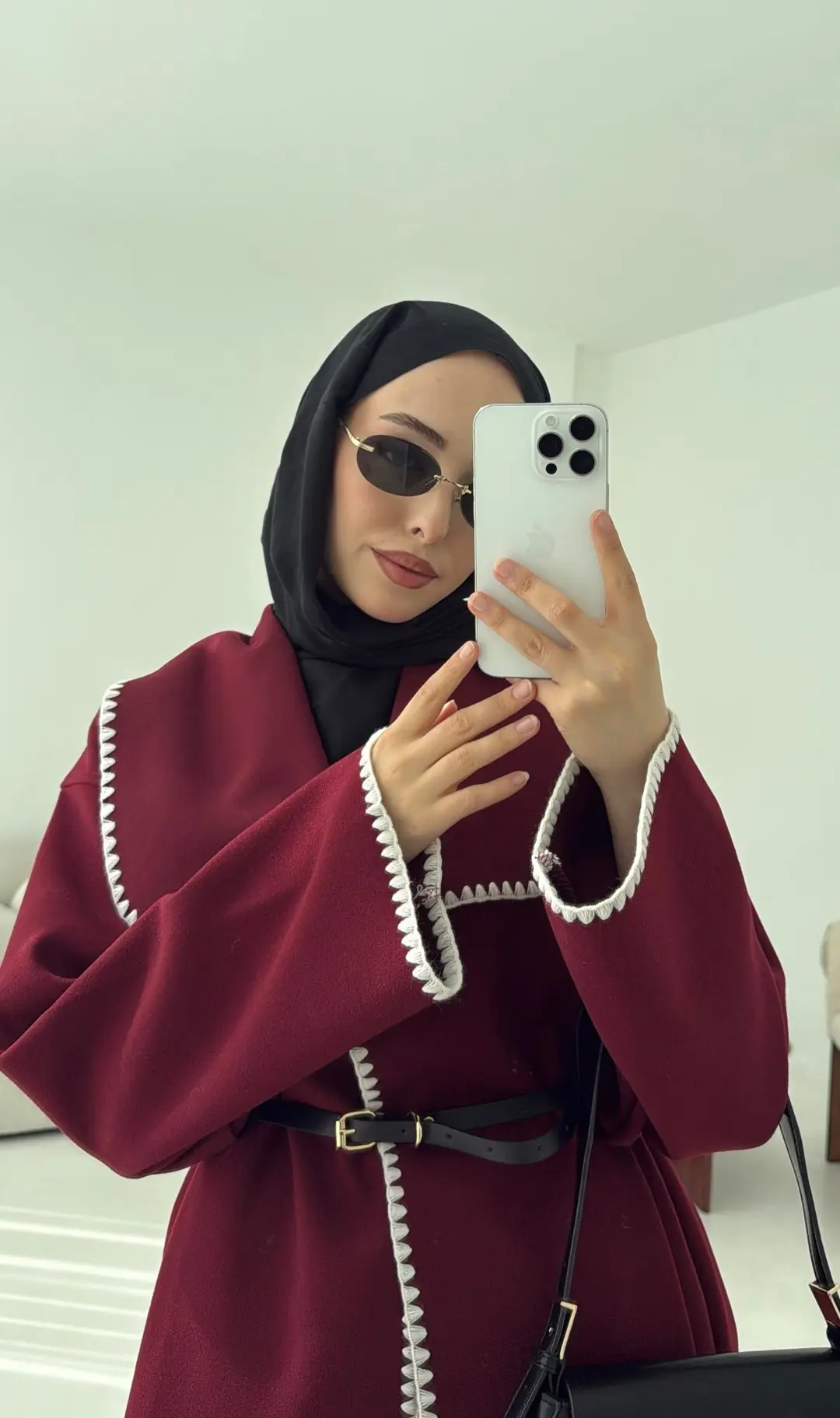 Dikişli Kaşe Ceket Bordo - Görsel 7