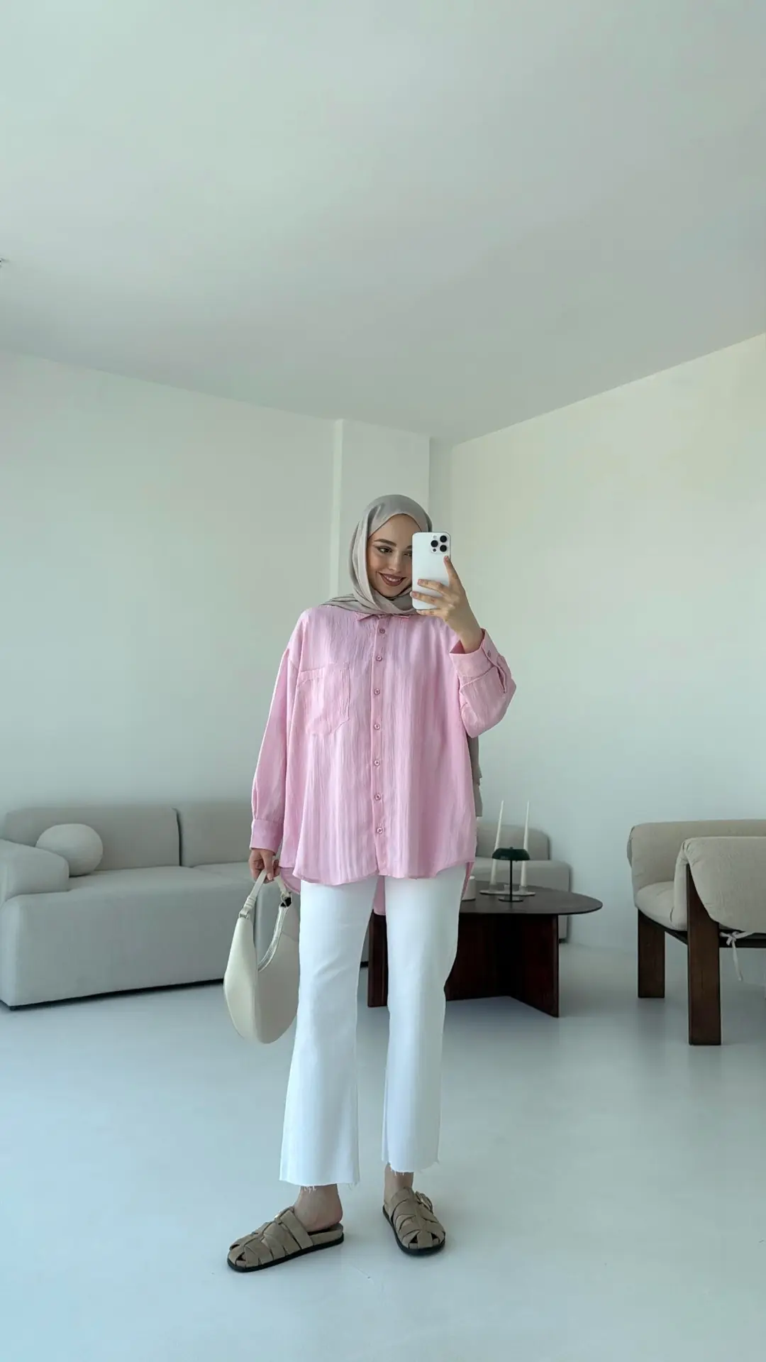 Dokulu Gömlek Pembe - Görsel 3