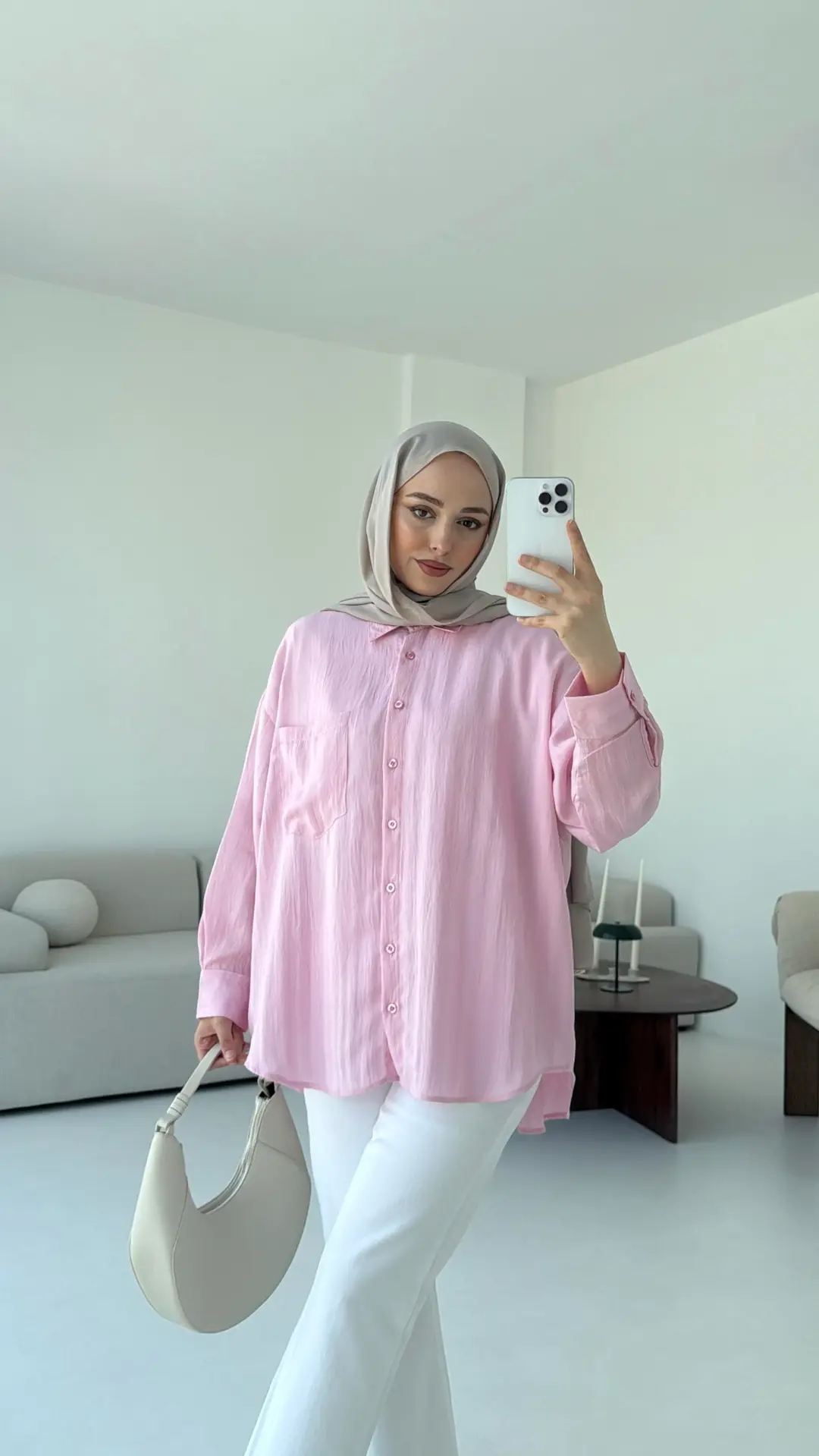 Dokulu Gömlek Pembe - Görsel 4