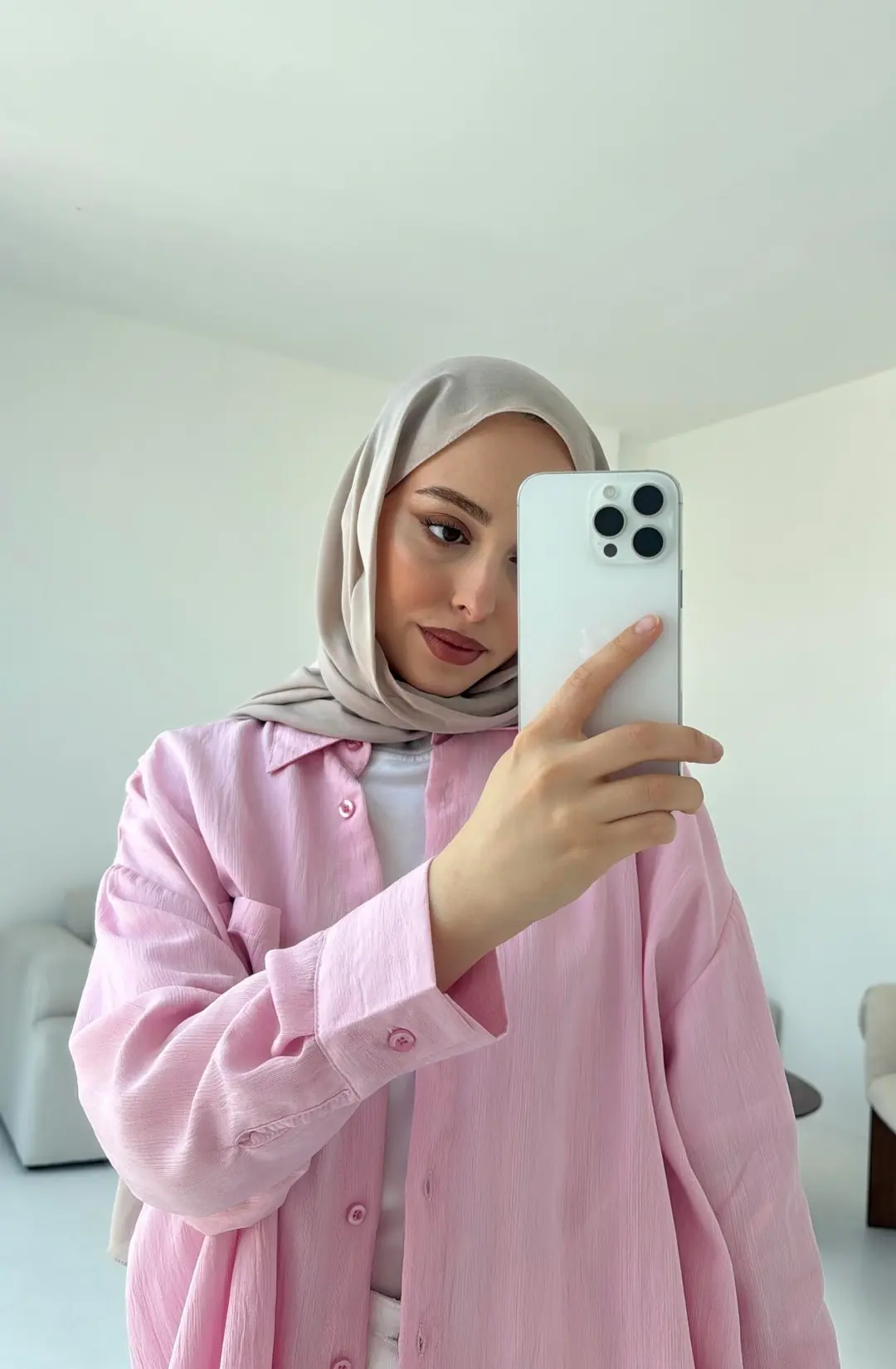 Dokulu Gömlek Pembe - Görsel 6