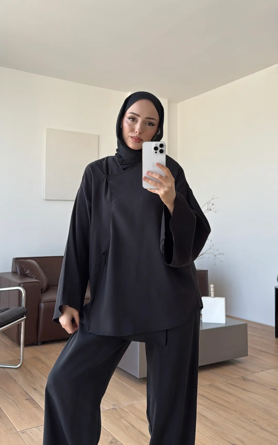 Dökümlü Gömlek Pantolon Takım Siyah - Görsel 2