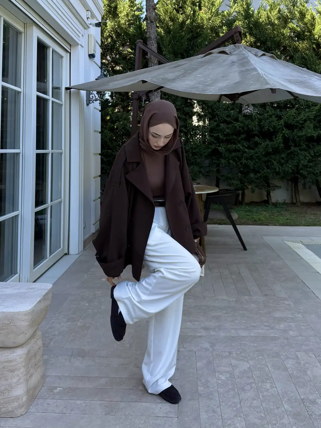 Dökümlü Trençkot Kahve - Görsel 10