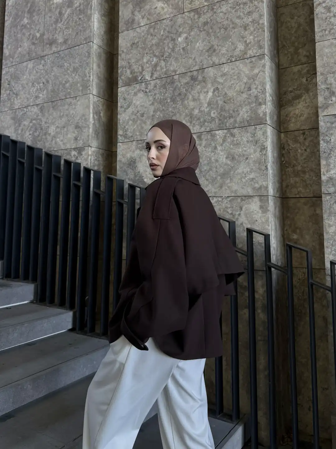 Dökümlü Trençkot Kahve - Görsel 5