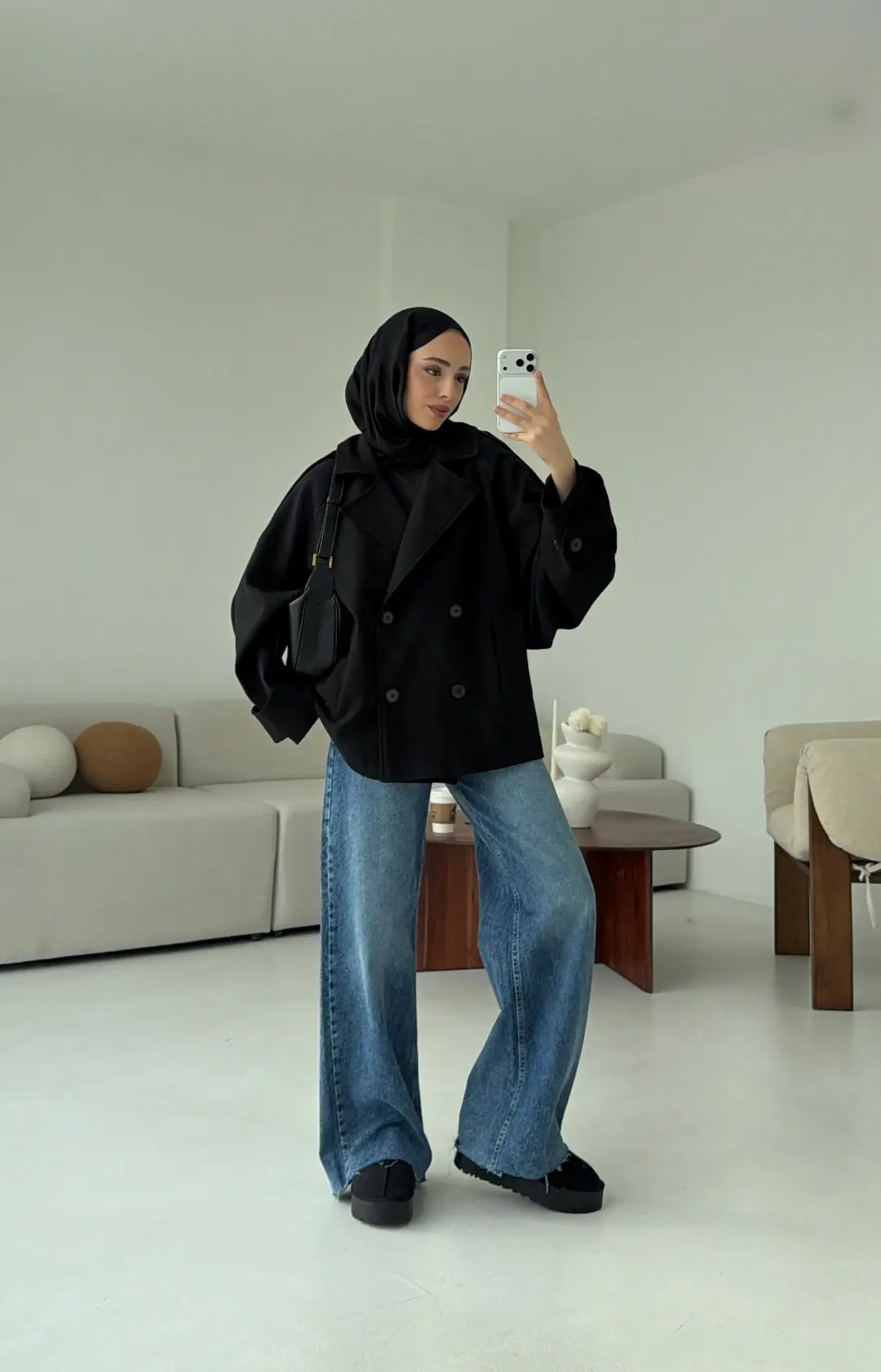 Dökümlü Trençkot Siyah - Görsel 2