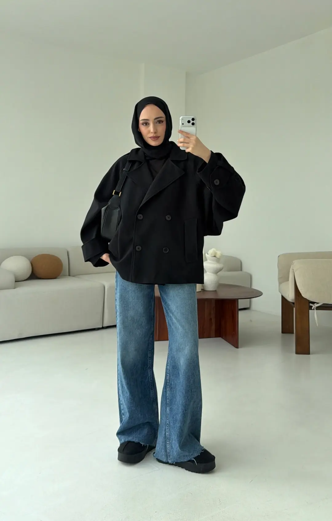 Dökümlü Trençkot Siyah - Görsel 4