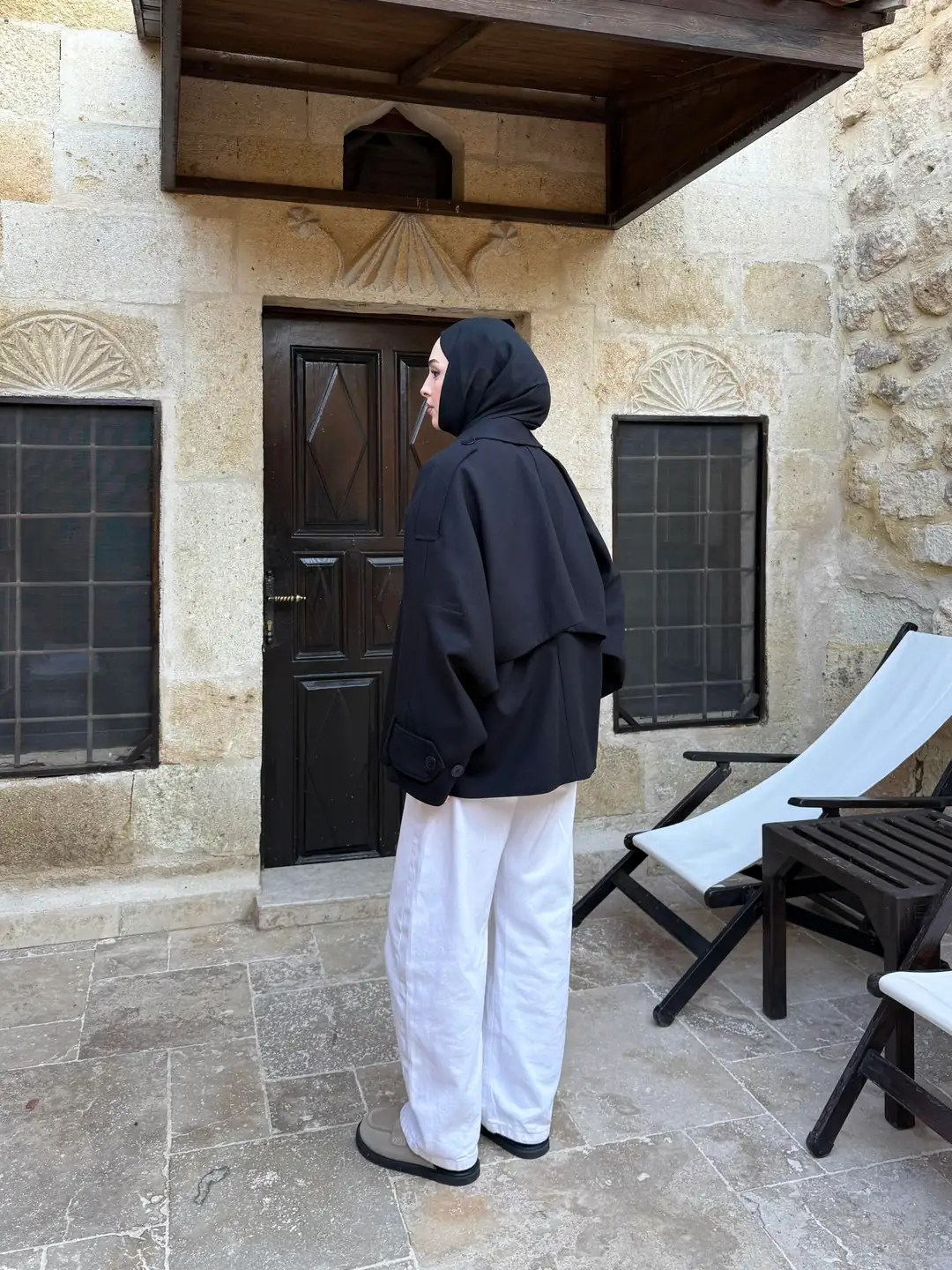 Dökümlü Trençkot Siyah - Görsel 4