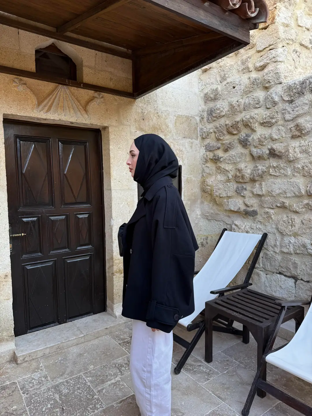 Dökümlü Trençkot Siyah - Görsel 7