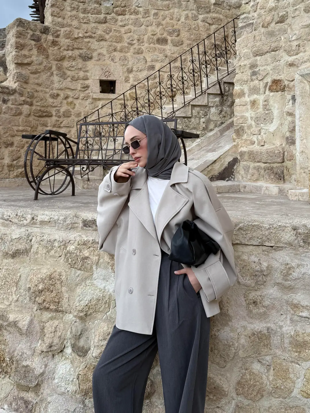 Dökümlü Trençkot Taş - Görsel 2