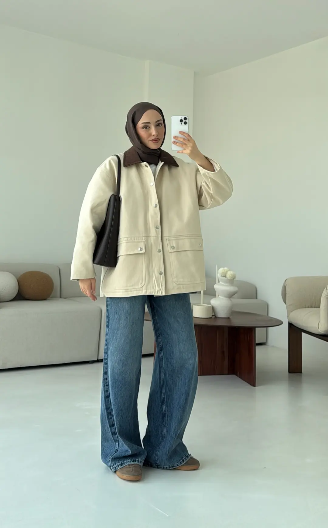 Dolgulu Gabardin Ceket Bej