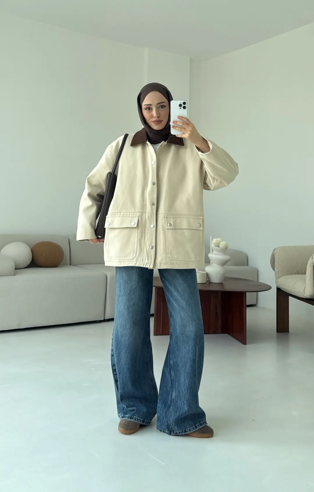 Dolgulu Gabardin Ceket Bej - Görsel 8