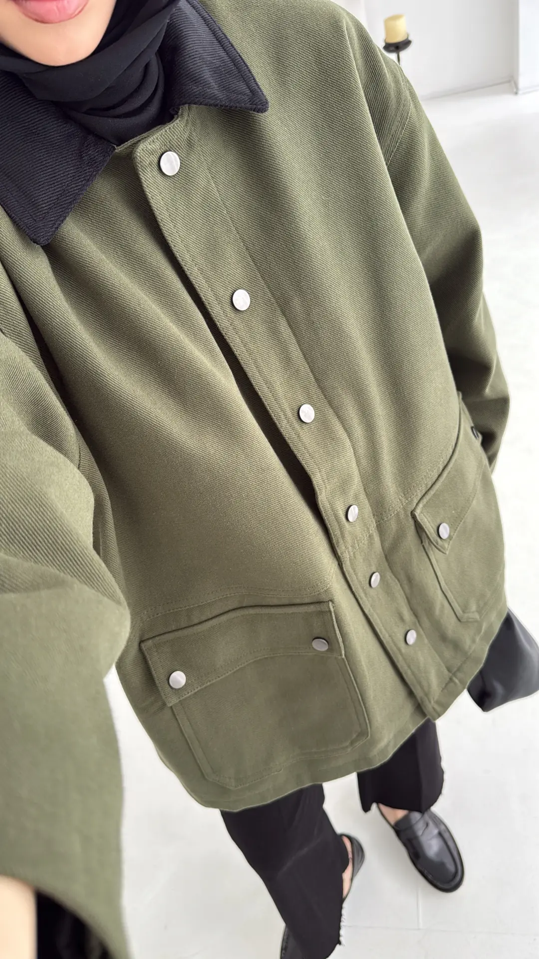 Dolgulu Gabardin Ceket Haki - Görsel 2
