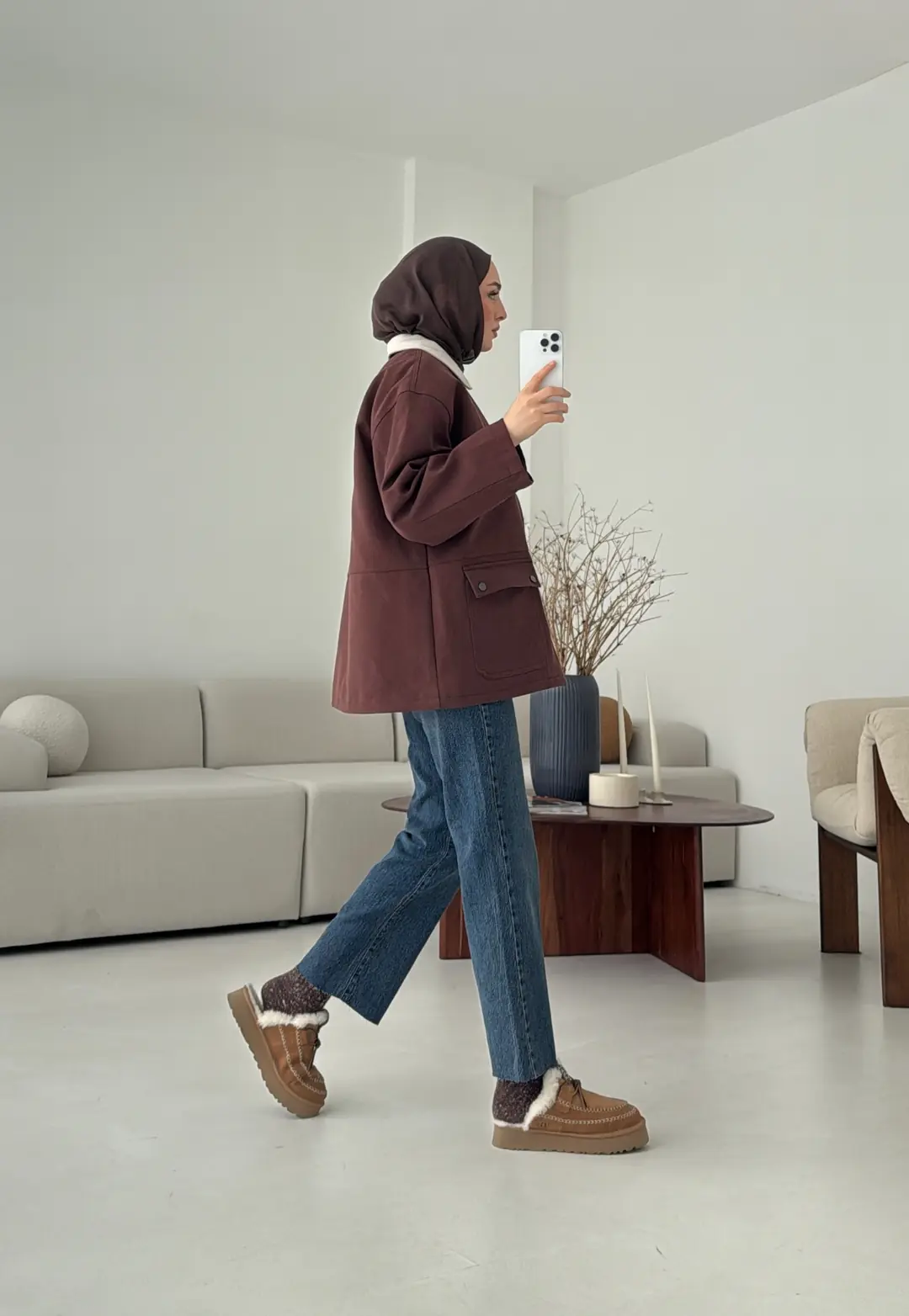 Dolgulu Gabardin Ceket Kahve - Görsel 2