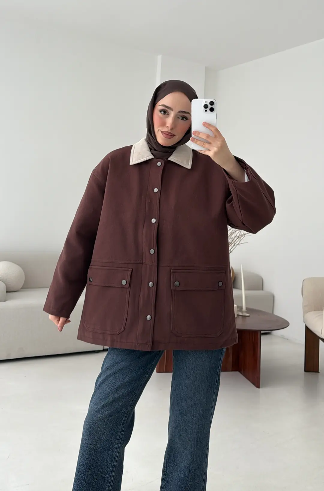 Dolgulu Gabardin Ceket Kahve - Görsel 6