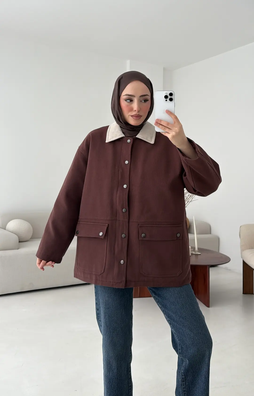 Dolgulu Gabardin Ceket Kahve - Görsel 7