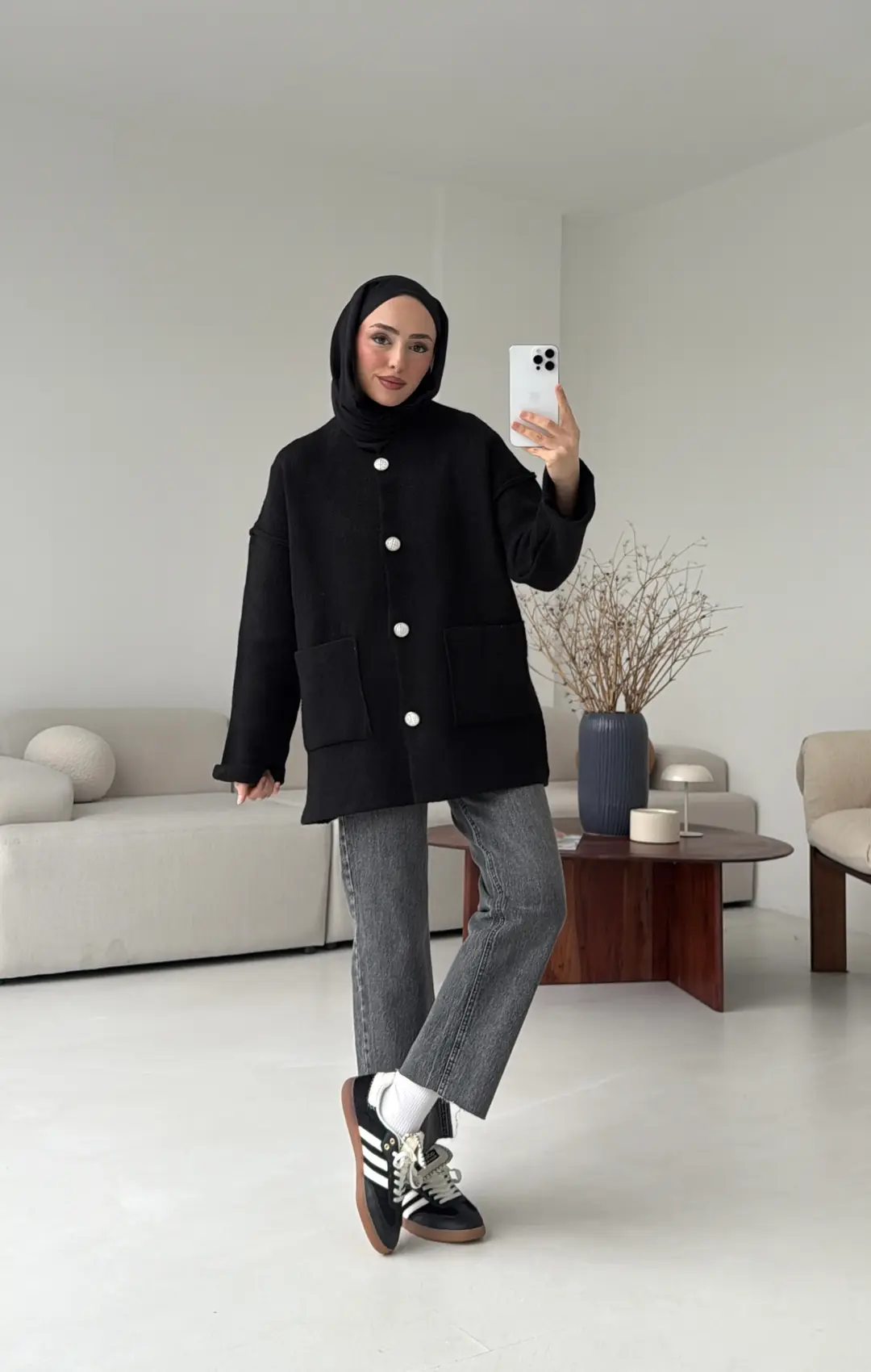 Double Kol Çelik Örgü Hırka Siyah - Görsel 6