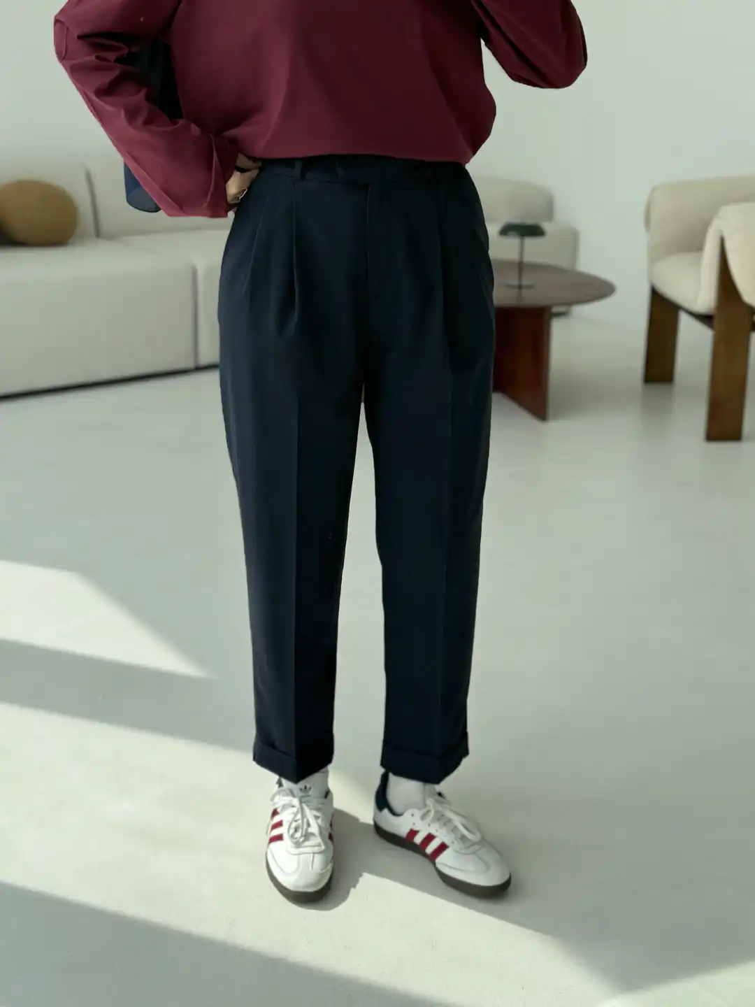 Double Paça Kumaş Pantolon Lacivert - Görsel 2