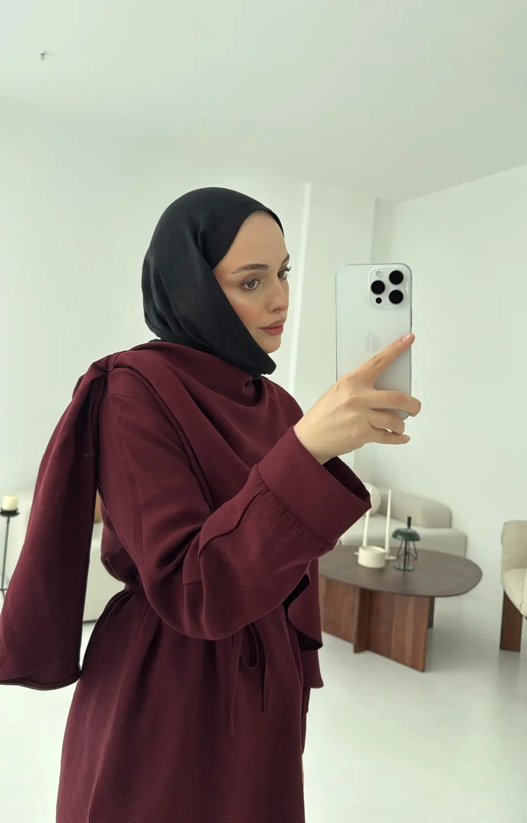 Drape Yaka Bluz Takım Bordo - Görsel 8