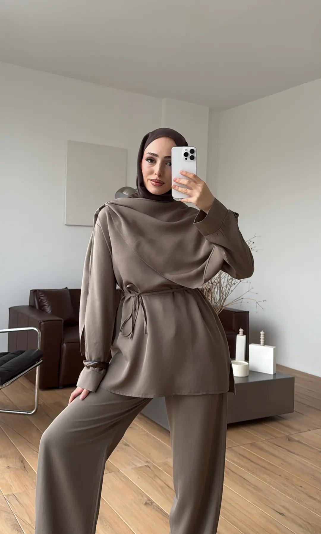 Drape Yaka Bluz Takım Haki - Görsel 5