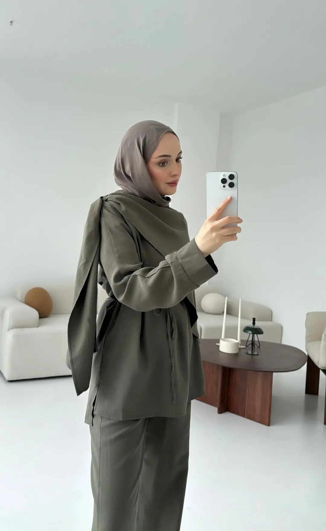 Drape Yaka Bluz Takım Haki - Görsel 8