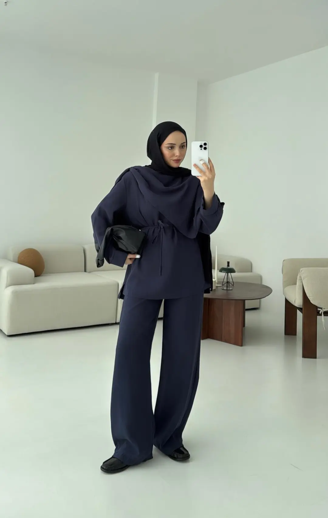 Drape Yaka Bluz Takım Lacivert - Görsel 6