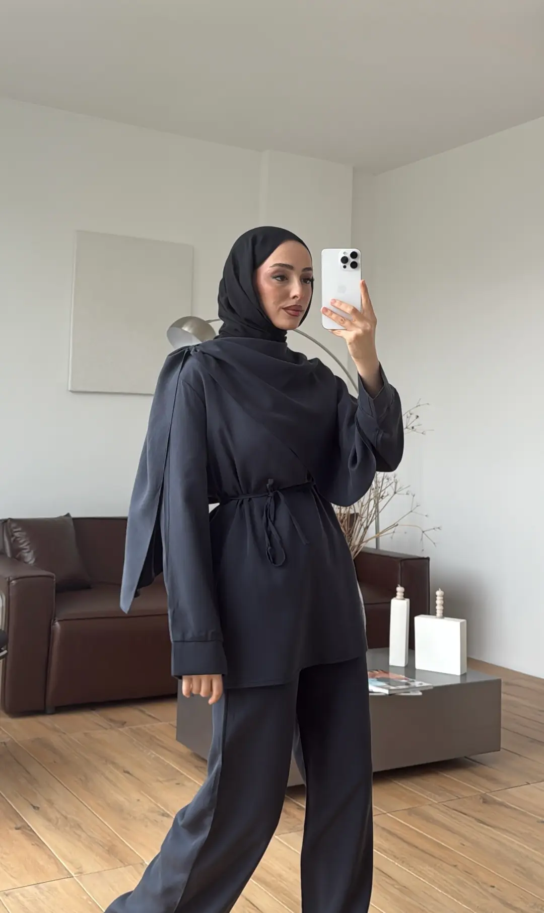 Drape Yaka Bluz Takım Petrol - Görsel 4