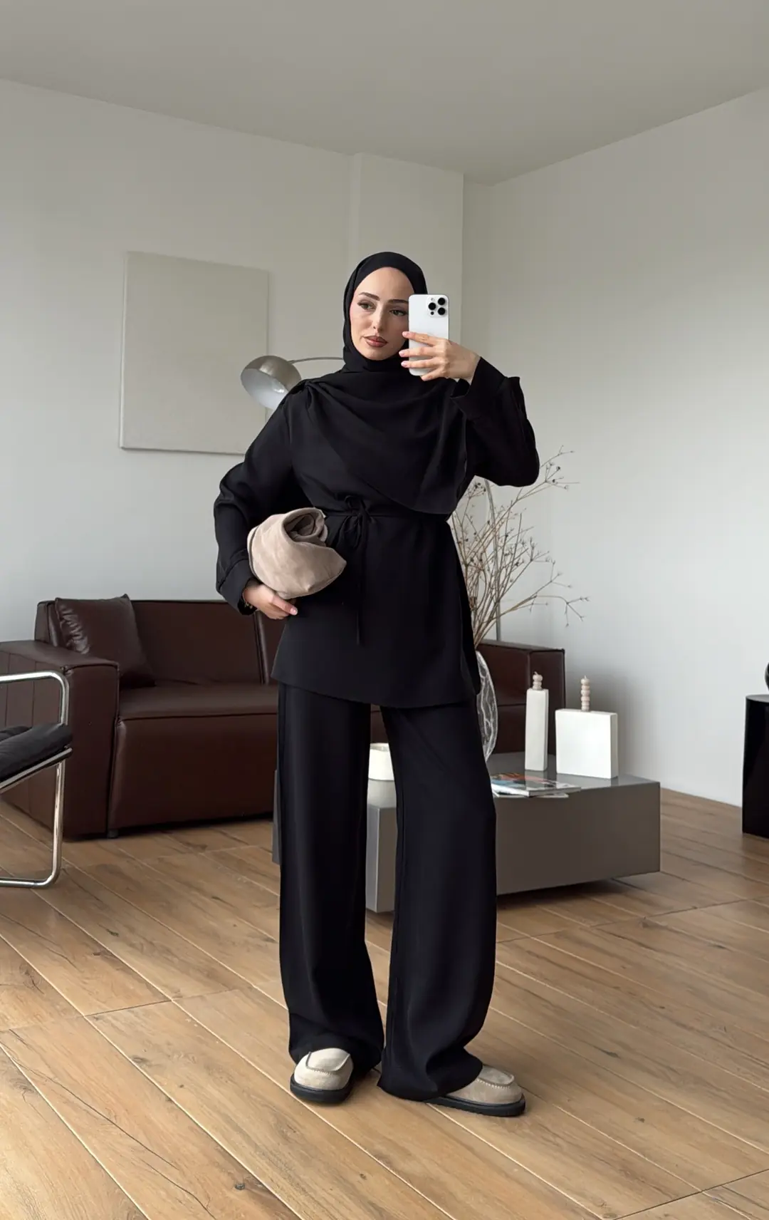 Drape Yaka Bluz Takım Siyah