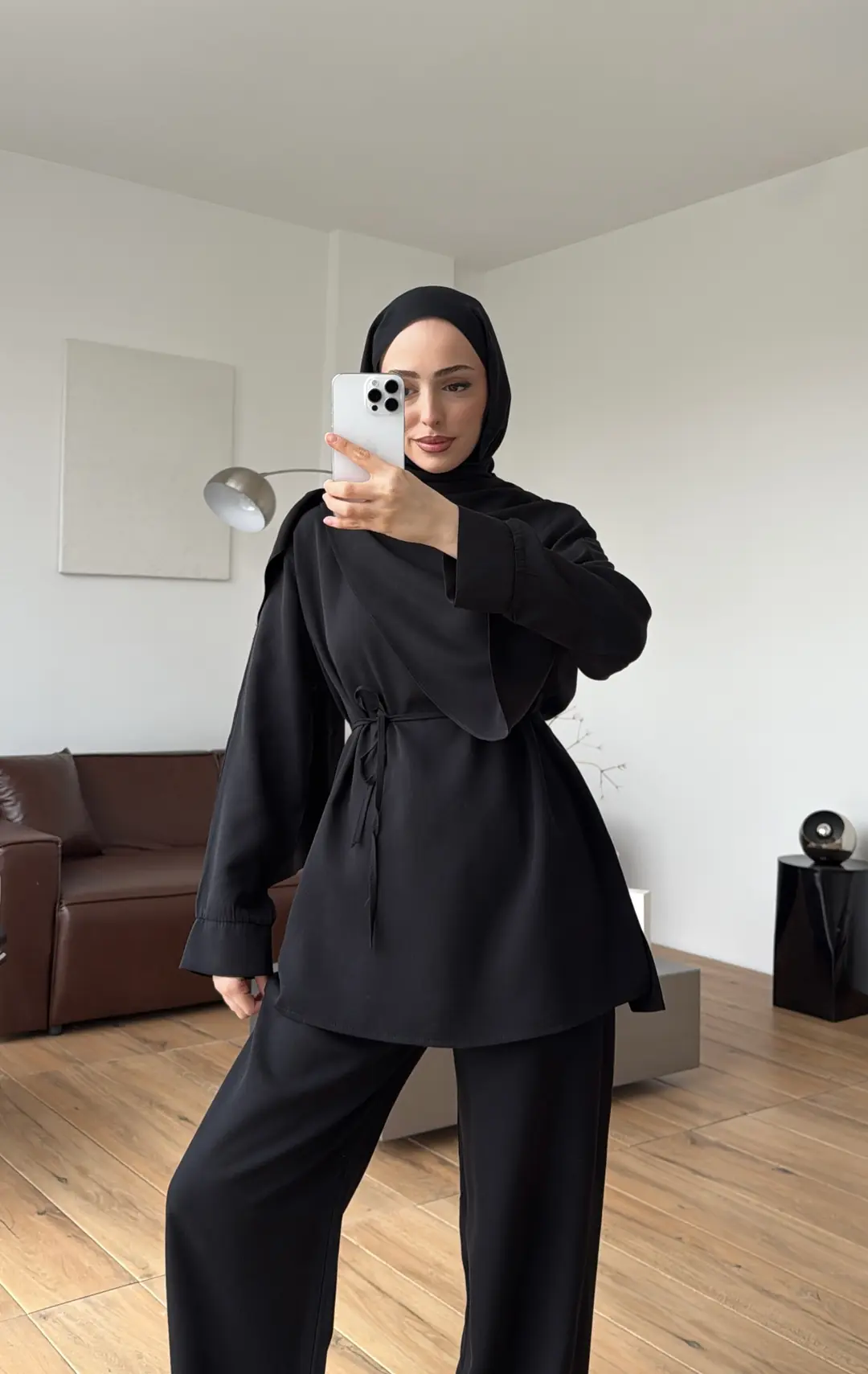 Drape Yaka Bluz Takım Siyah - Görsel 6