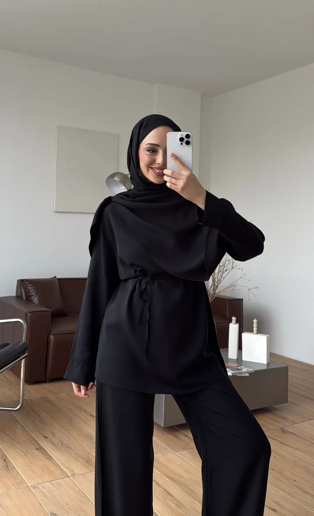 Drape Yaka Bluz Takım Siyah - Görsel 7