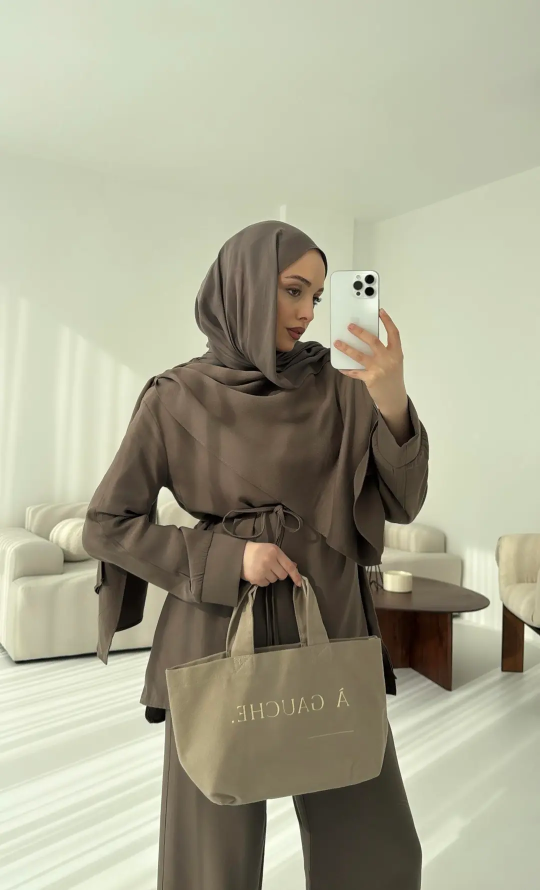 Drape Yaka Bluz Takım Vizon - Görsel 5