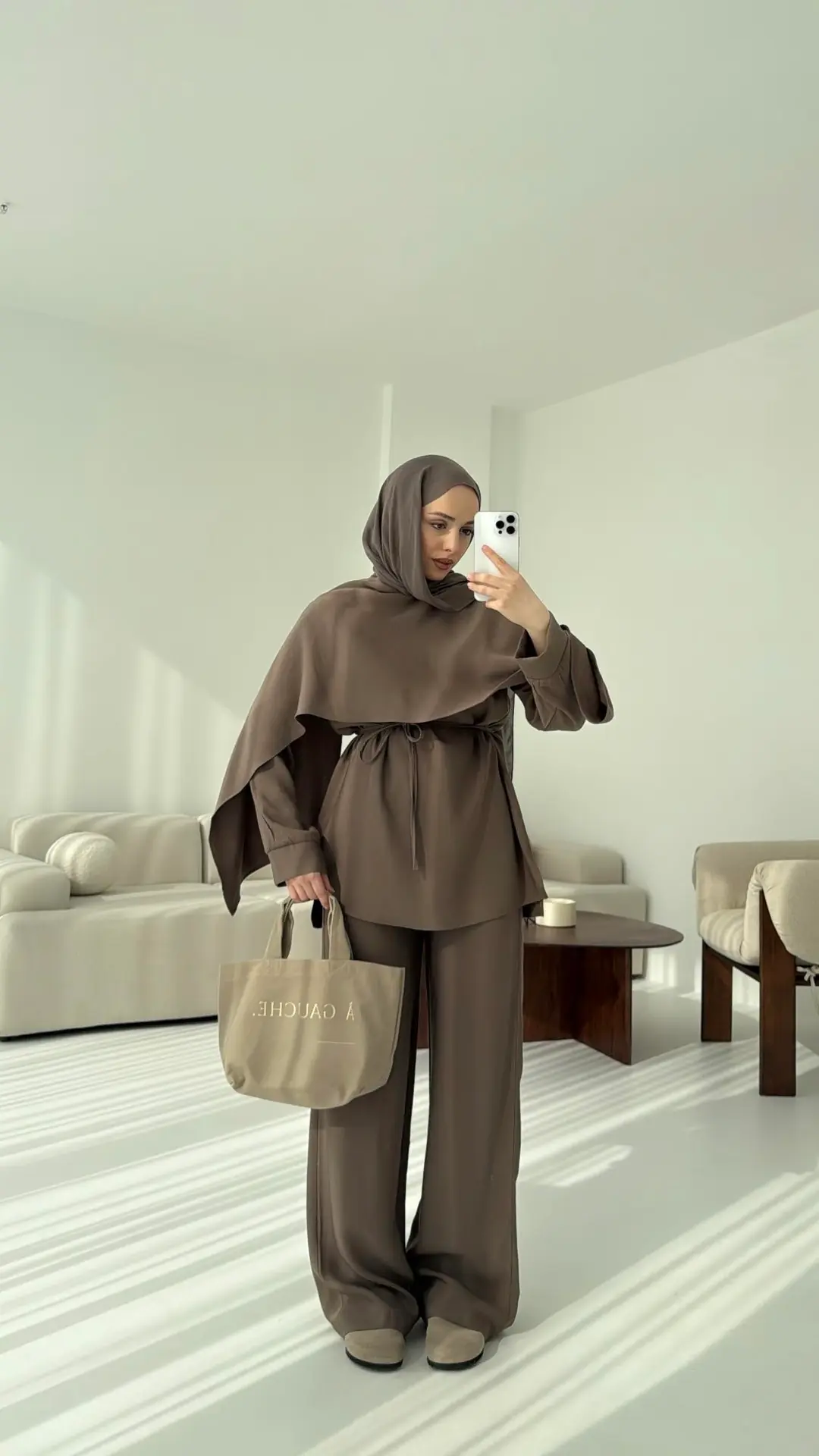 Drape Yaka Bluz Takım Vizon - Görsel 6