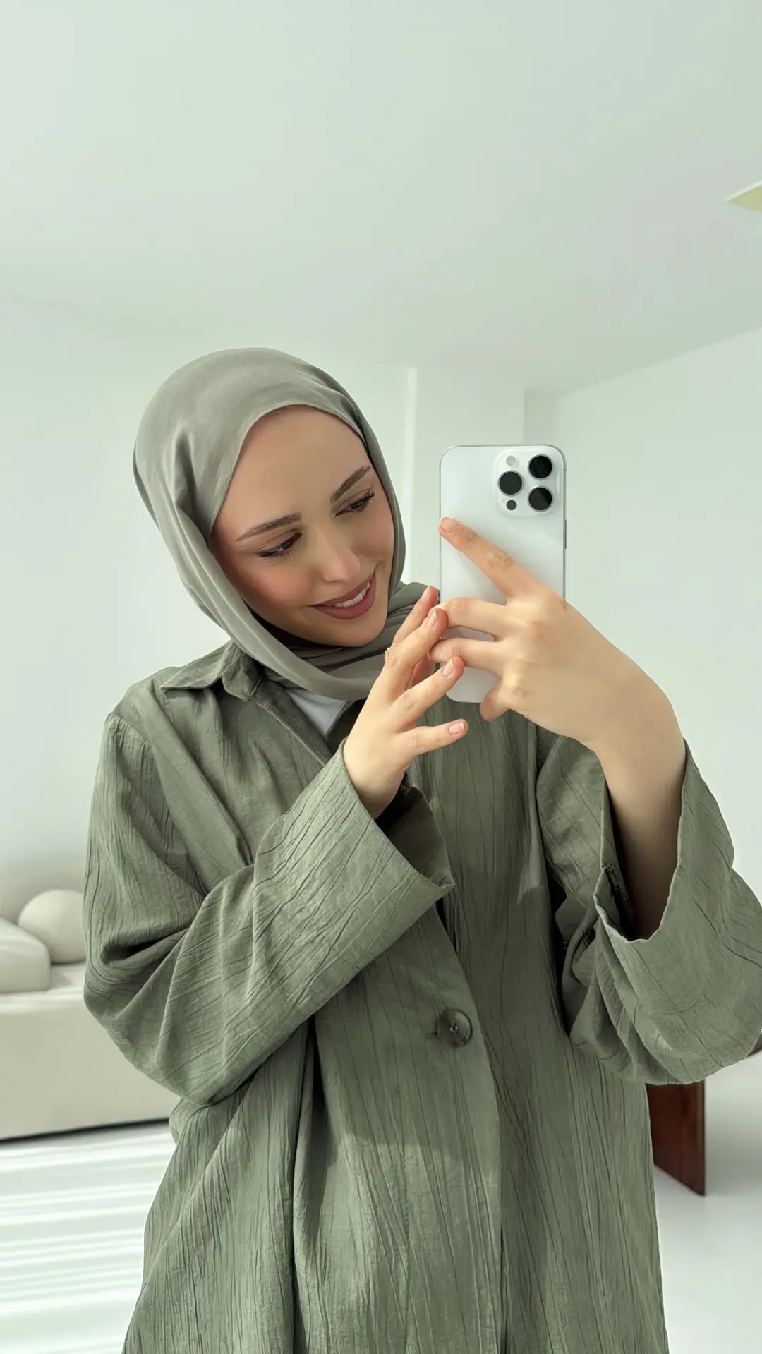 Düğme Detay Yazlık Takım Haki - Görsel 6