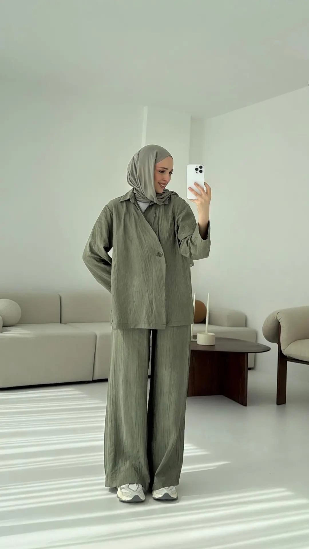 Düğme Detay Yazlık Takım Haki - Görsel 7